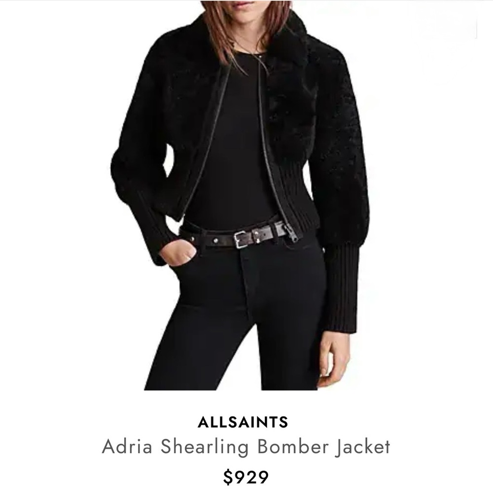 AllSaints Black Adria Shearling Bomber Jacket